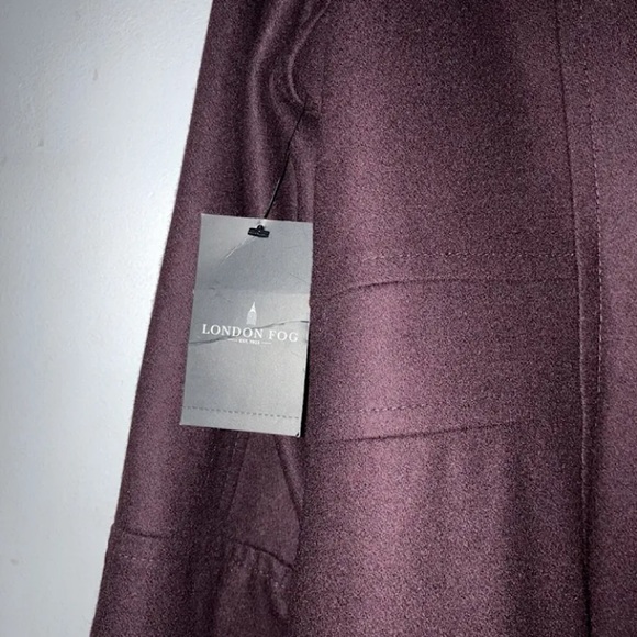 NEW London Fog Burgundy Wool Blend Coat and Scarf Women’s Large - Picture 2 of 5